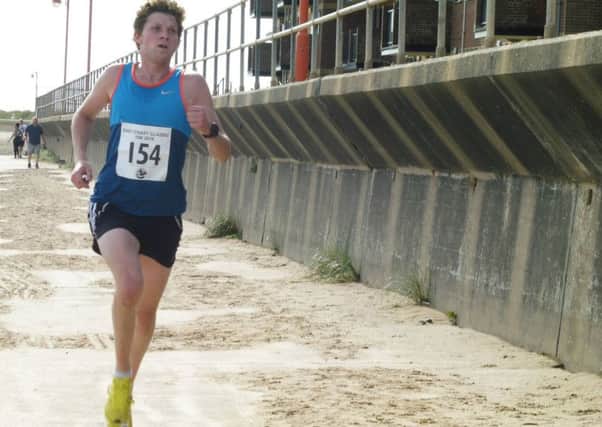 Nick Martin is out on his own as he strides to victory at the Mablethorpe Half-Marathon last year EMN-170130-122418002