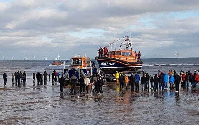 The new Shannon class lifeboat - the Joel and April Grunnill - arrives in Skegness. Photo: Mitchell Clark ANL-170128-170246001