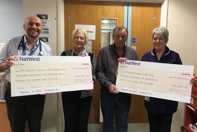 Clinical director for clinical services Ciro Rinaldi, Joan and Peter Waterfall and Chemotherapy suite sister Mandy Logue.