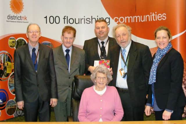 North Kesteven District Council's Executive Board, launching the NK Plan. From left - Councillors Ray Cucksey, Michael Gallagher - Deputy Leader, Richard Wright, Stewart Ogden, Lindsey Cawrey and Marion Brighton (seated) - Leader. EMN-170202-165834001