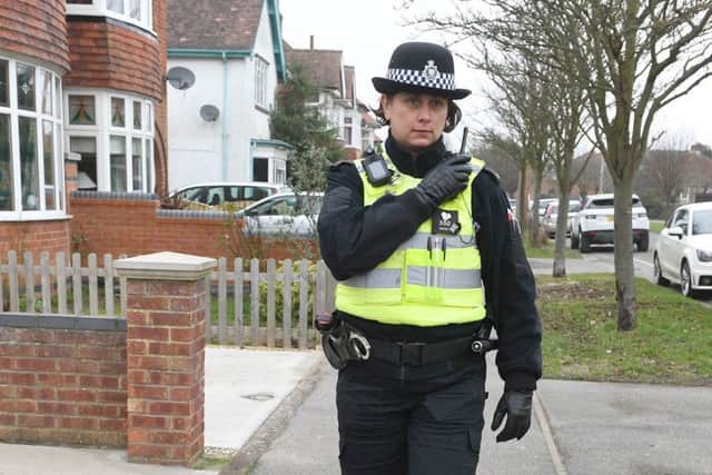 Skegness beat manager PC Sally West is working alongside officers fighting the rise in crime across East Lindsey. Photo: MSKP-180217-41 ANL-170220-152913001