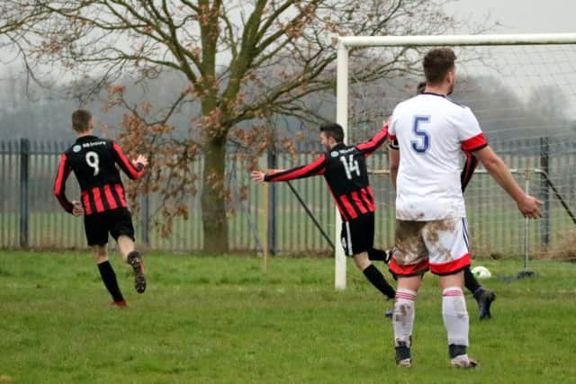Courtney celebrates his goal. Photo: Stephen Willmer.