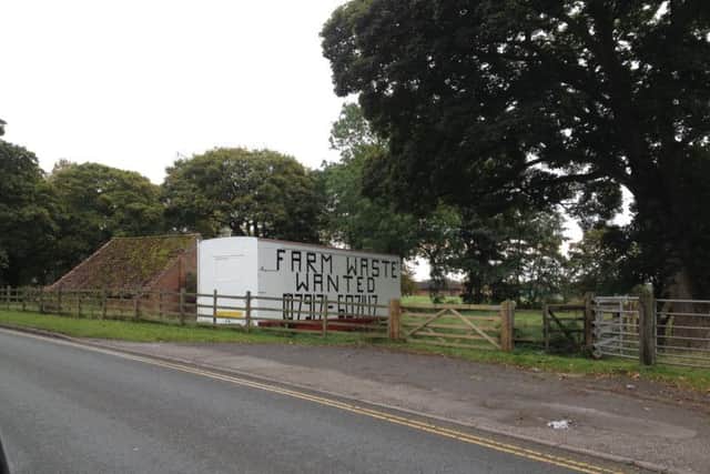 The unauthorised roadside advertisement in Jubilee Way, Horncastle.