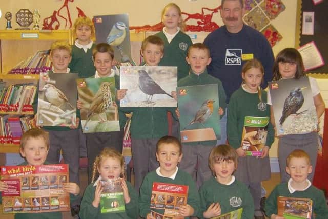 The RSPB's Mick Todd with Old Leake Primary School pupils in February 2007.