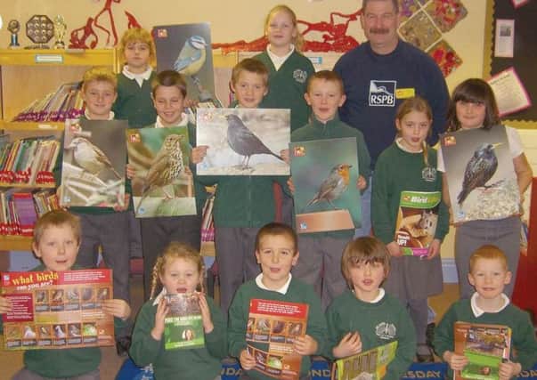 The RSPB's Mick Todd with Old Leake Primary School pupils in February 2007.