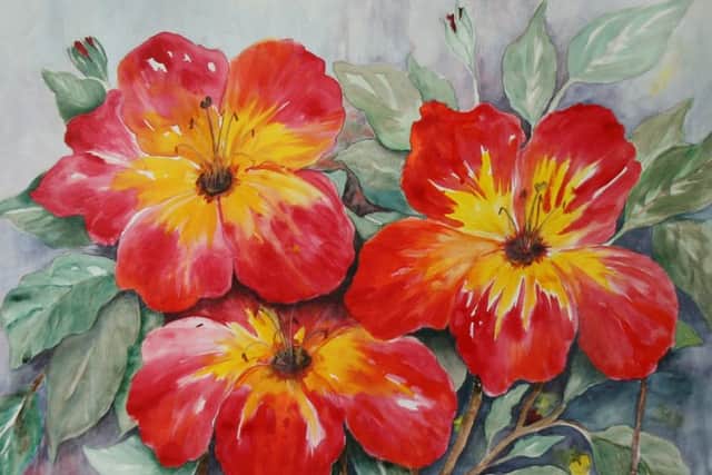 Azalea watercolour by Muriel Elliott. EMN-170217-095032001