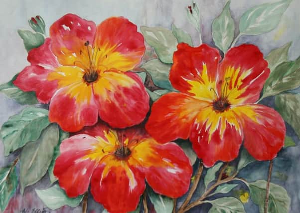 Azalea watercolour by Muriel Elliott. EMN-170217-095032001