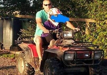 The quad bikes and helmets that were stolen.