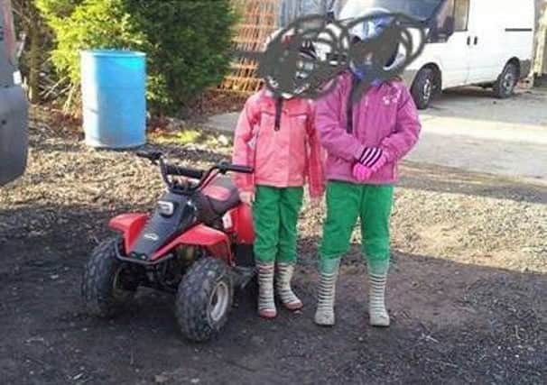The quad bikes and helmets that were stolen.