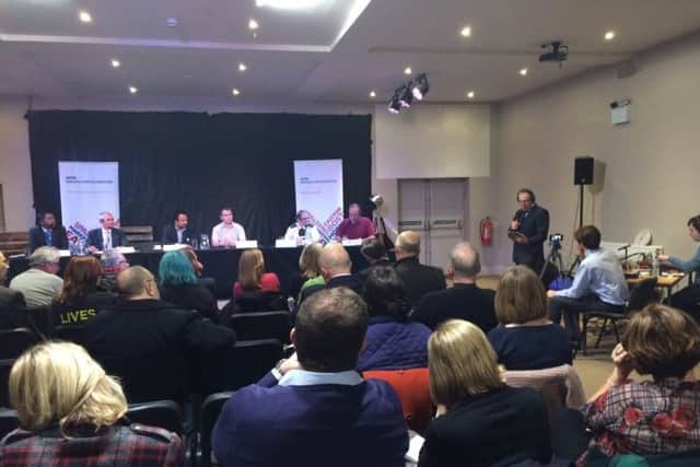 The panel and the audience at the BBC Radio Lincolnshire Your NHS, Your Say debate in Skegness. ANL-170224-093523001