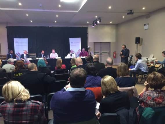 The panel and the audience at the BBC Radio Lincolnshire Your NHS, Your Say debate in Skegness. ANL-170224-093523001