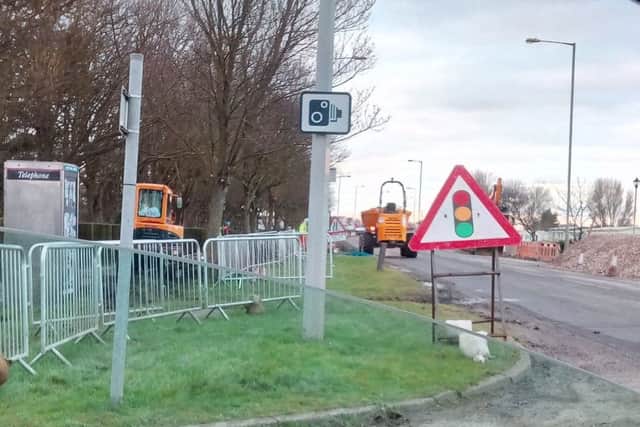 Roadworks on Roman Bank, Skegness. ANL-170103-113049001