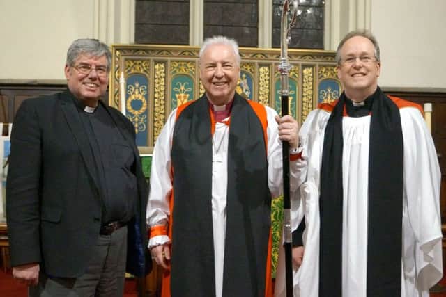 Outgoing Riral Dean, the Rev Canon Ian Robinson, left, with the Bishop of Lincoln and the new Rural Dean, the Rev Stephen Johnson EMN-170227-151023001