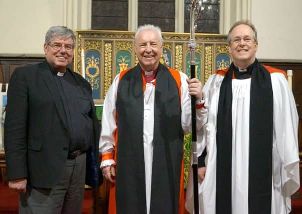 Outgoing Riral Dean, the Rev Canon Ian Robinson, left, with the Bishop of Lincoln and the new Rural Dean, the Rev Stephen Johnson EMN-170227-151023001