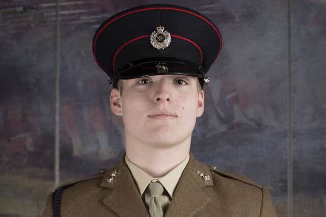 Junior Soldier Daniel Griffiths of Sleaford was named Most Improved Junior Soldier and awarded the Gilbert Statue. Photo: Sgt Jamie Peters RLC EMN-170228-115619001