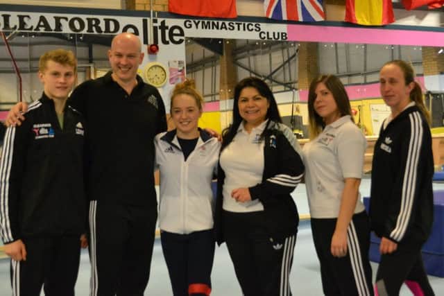 Amy Tinkler (third left) with members of Sleaford Elite Gymnastics Club EMN-170203-163529002