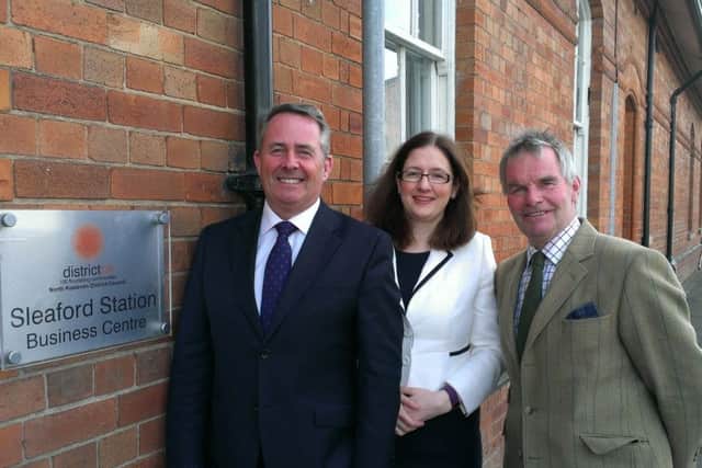 Dr Liam Fox with Sleaford and North Hykeham MP Dr Caroline Johnson and Leader of the County Council Martin Hill. EMN-170203-181829001