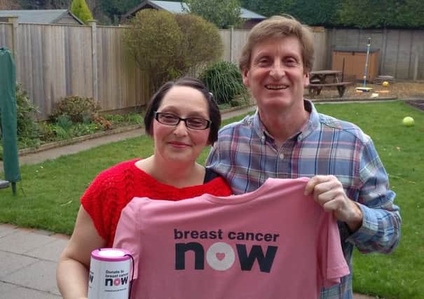 Ian Johnson and sister Joanne, his inspiration for running the Boston Marathon next month for Breast Cancer Now.