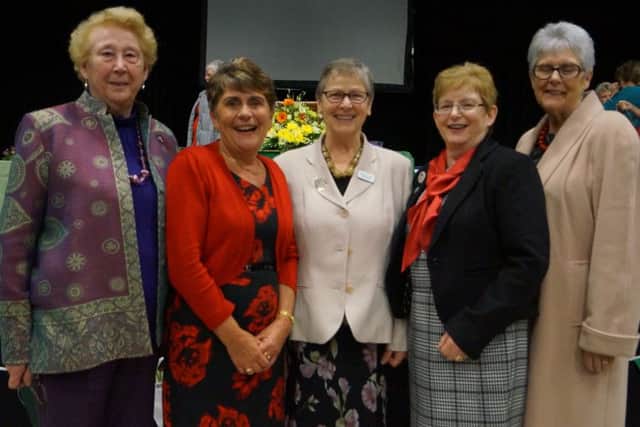federation chairman Chris Morgan BEM (centre), with previous chairmen, from left, Betty Harvey, Barbara Clay, Catriona Adams and Ann Barnes. EMN-170603-092714001