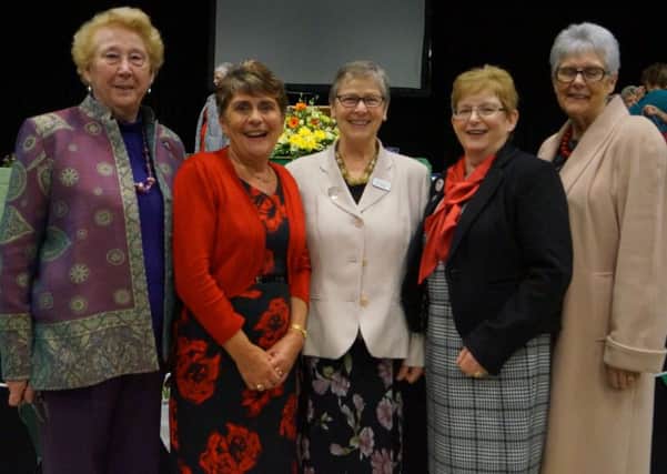 federation chairman Chris Morgan BEM (centre), with previous chairmen, from left, Betty Harvey, Barbara Clay, Catriona Adams and Ann Barnes. EMN-170603-092714001