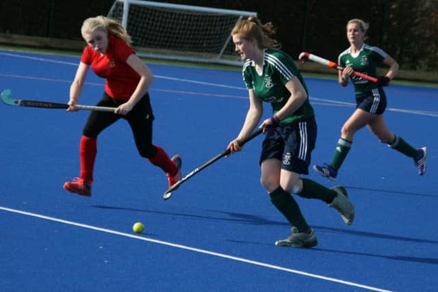 Lowis Haigh (left) and Alsha Hanson in green, in action for Brigg Ladies first team during their win over City of York.