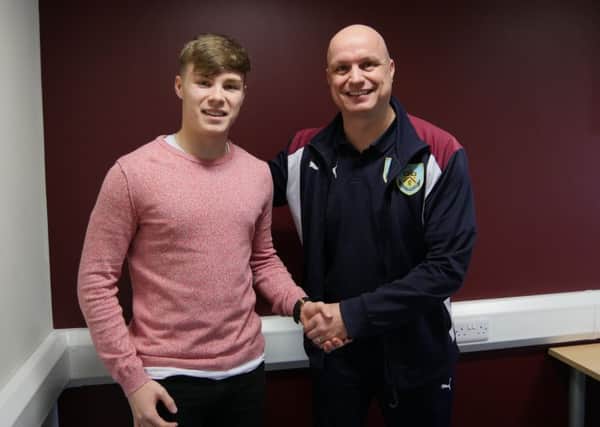 Harry Limb with Burnley FC Academy Manager Jon Pepper.