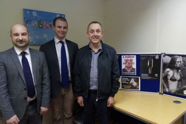 Marc Jones and Matt Warman meet representratives of Boston Women's Aid.