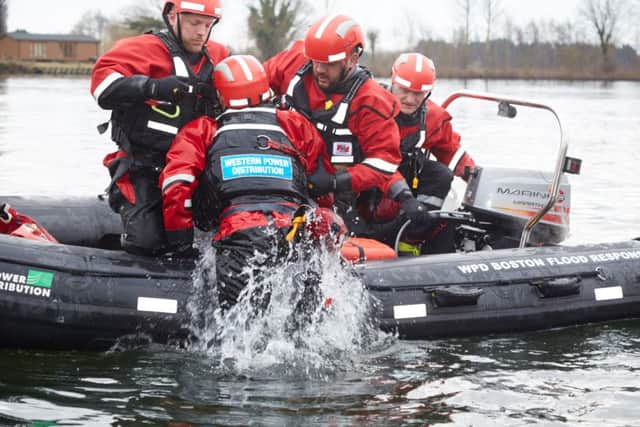 Jamie Rushin, Jamie Currie and Stuart Holland are pictured demonstrating their rescue techniques. Picture: Richard Tatham