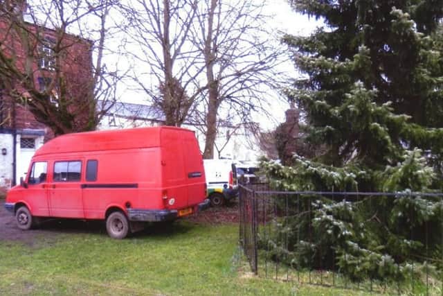 Vehicles parked on the Tree of Lights site in Horncastle. Photo: supplied