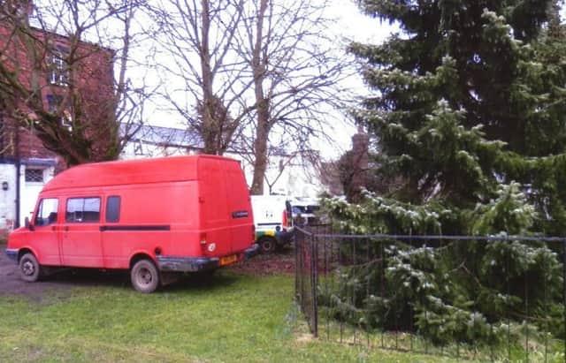 Vehicles parked on the Tree of Lights site in Horncastle. Photo: supplied