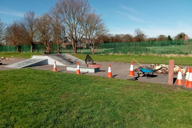 Demolished: The scene at the Mill Road playing field last Friday (March 24) which saw two ramps taken down EMN-170327-084155001