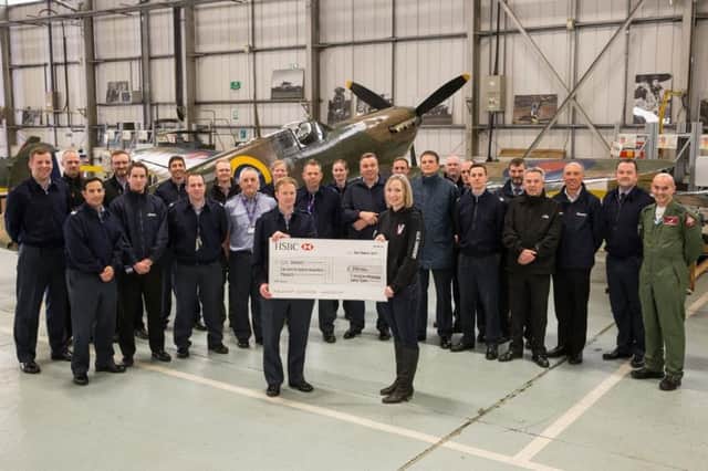 The cheque was presented at The Battle Of Britain Memorial Flight on March 9