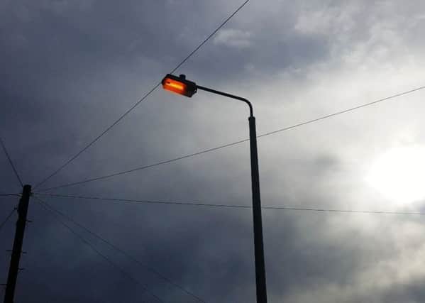The street light on in Champion Way, Mablethorpe. Overseen by Lincolnshire County Council.