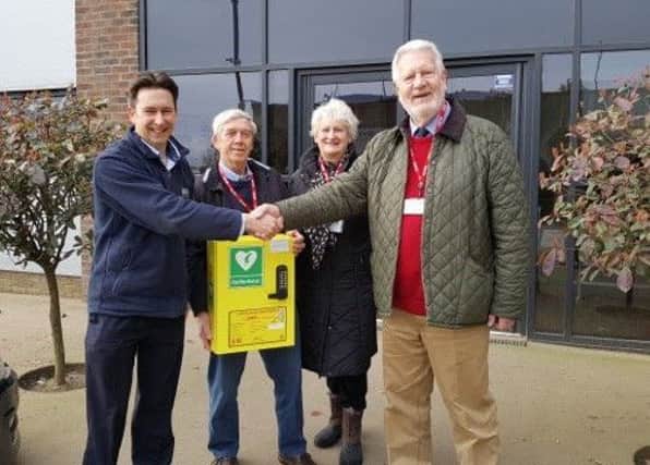 Chris Moutain from Mid UK Recycling with Mick Harrison, Jacky Clements andl Simon Davey from Wilsford Parish Council. EMN-170321-105403001