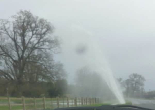 The burst water main in Mareham le Fen. Photo: @desktopgamer