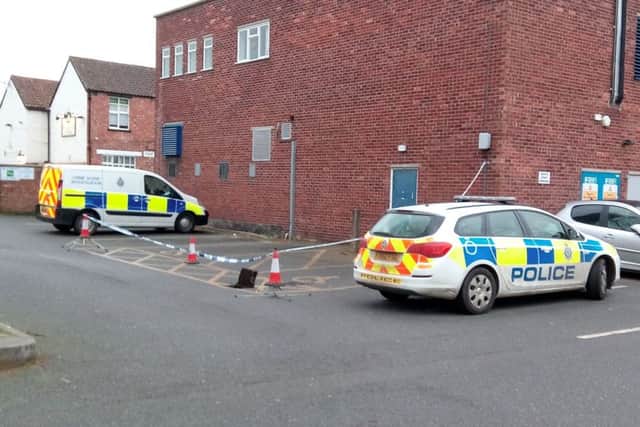 The scene behind Boots on Money's Yard, in Sleaford.
