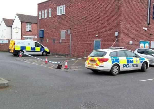 The scene behind Boots on Money's Yard, in Sleaford.