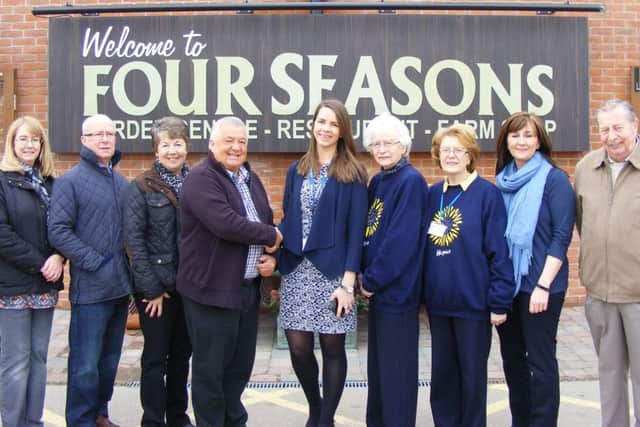 Paul Sharpe and members of Sleaford Masonic Lodge present their donation to members of St Barnabas Hospice. EMN-170317-170816001