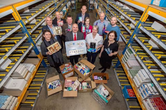 Lincolnshire Co-op has given local homeless charities more than Â£290,000 of support.  A presentation of the money and toiletries was made at Lincolnshire Co-opÂ’s Pharmacy Warehouse in Lincoln.
 FRONT ROW FROM LEFT: Lisa Del Buono from Framework, Lincolnshire Co-op President Stuart Parker, Gayner Ward from The Salvation Army in Skegness and Lincolnshire Co-op Chief Executive Ursula Lidbetter.
 BACK ROW FROM LEFT: Malcolm Barham from The Nomad Trust, John Hudson from Emmaus Trust Newark, Robin Barr from Harbour Place in Grimsby, Lincolnshire Co-opÂ’s Head of Pharmacy Alastair Farquhar, Centrepoint BostonÂ’s Liz Hopkins, Axiom Homeless ActionÂ’s Pete Middlemiss and Danny Nichols from P3. ANL-170321-125918001