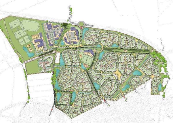 The proposed layout of the outline plans for a new urban extension to the north and west of Sleaford. EMN-170321-192033001