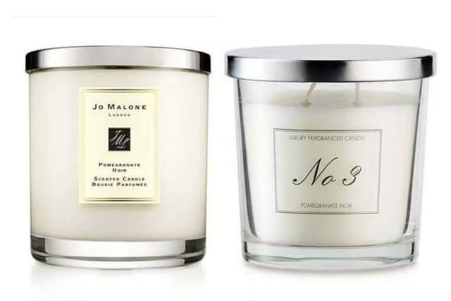 The Jo Malone candle, left, with one of the Aldi candle's, right.