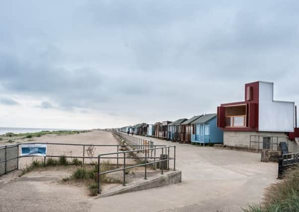 The controversial beach hut (right) in Sandilands.