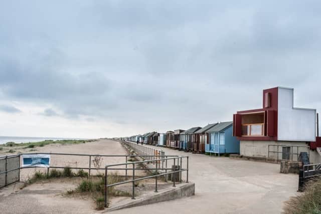 The controversial beach hut (right) in Sandilands.