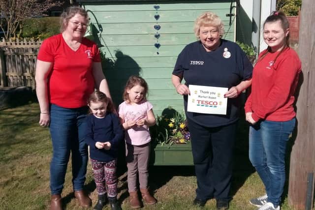 Left to right: Sally Jacklin, Lily Stevens, Lacey Wilkinson (both 4), Jenny Stimson and Georgia Holdich EMN-170327-154015001