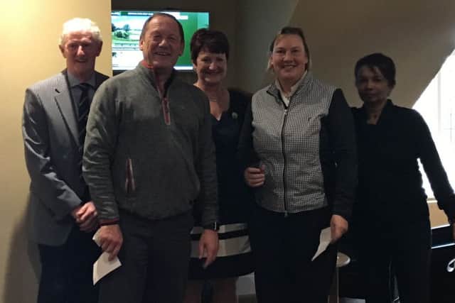 From left, captain John Teanby, John Stobart, lady captain Andrea Smaggasgale, Tracey Stobart, Noreen Bradford EMN-170327-094644002