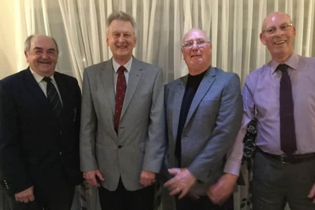 Pre-season match top four, from left, runner-up Gordon Adams, captain Brian Utteridge, winner Bob Conway, and third-placed Ron Foulger. Missing from photo: Andy Clough) EMN-170327-105046002
