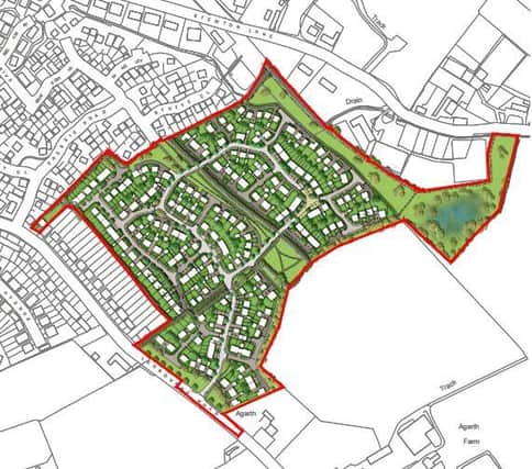 The application for 280 homes on land off Legbourne Road.
