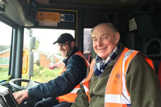 Coun John Money on the bin lorry round. EMN-170328-160341001