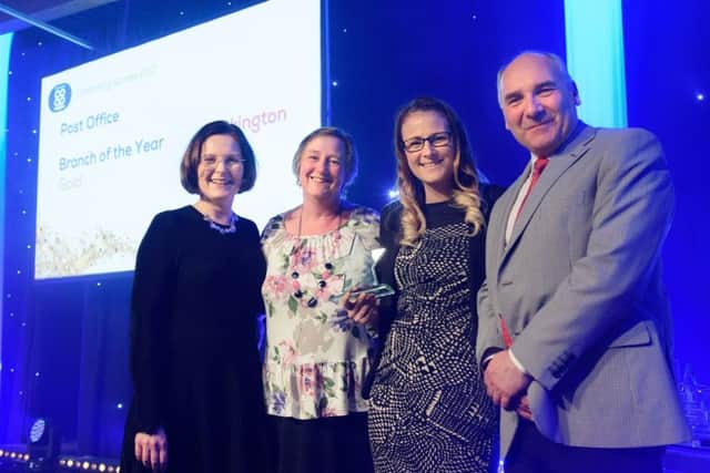 Lincolnshire Co-op chief executive Ursula Lidbetter, Ruskington Post Office colleagues Linda Wright and Paula Coggan, and Lincolnshire Co-op president Stuart Parker EMN-170331-151047001