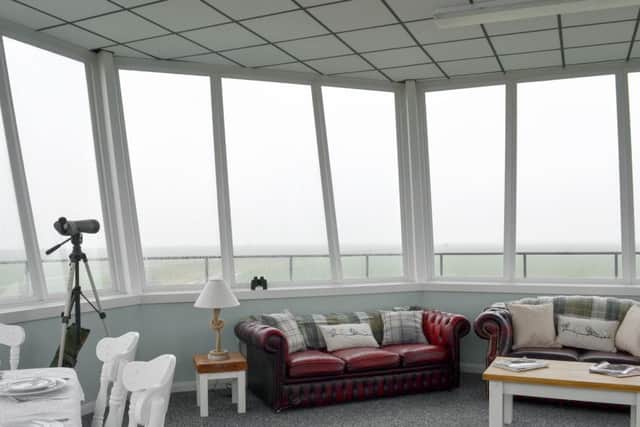 The glass observatory offers sweeping views of the nature reserve and over The Wash.